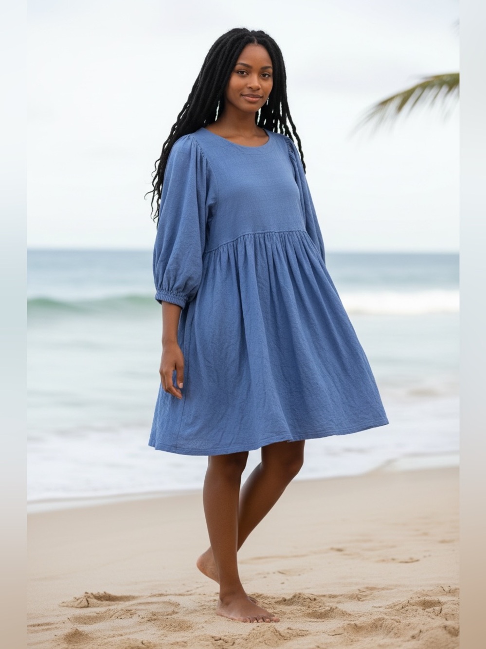 Free People Beach Get Obsessed Boho Babydoll Dress, Preloved, Periwinkle, Size L